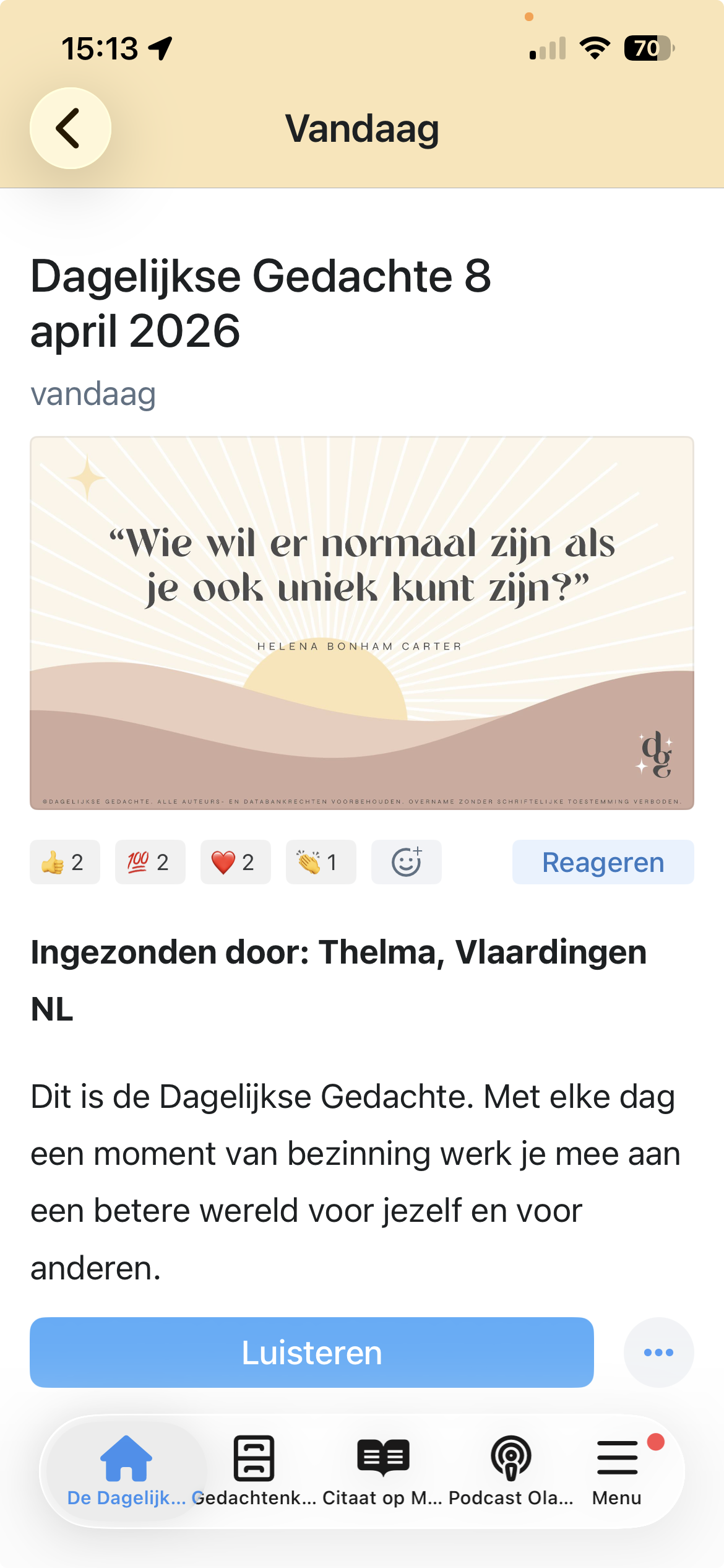 Ledenapp van de Dagelijkse Gedachte